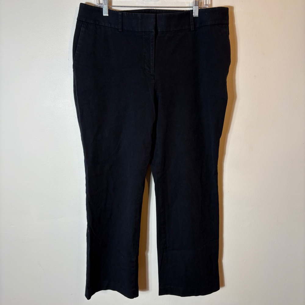 Talbots Newport Pant Black Cotton Blend Cropped Trousers Size 16W